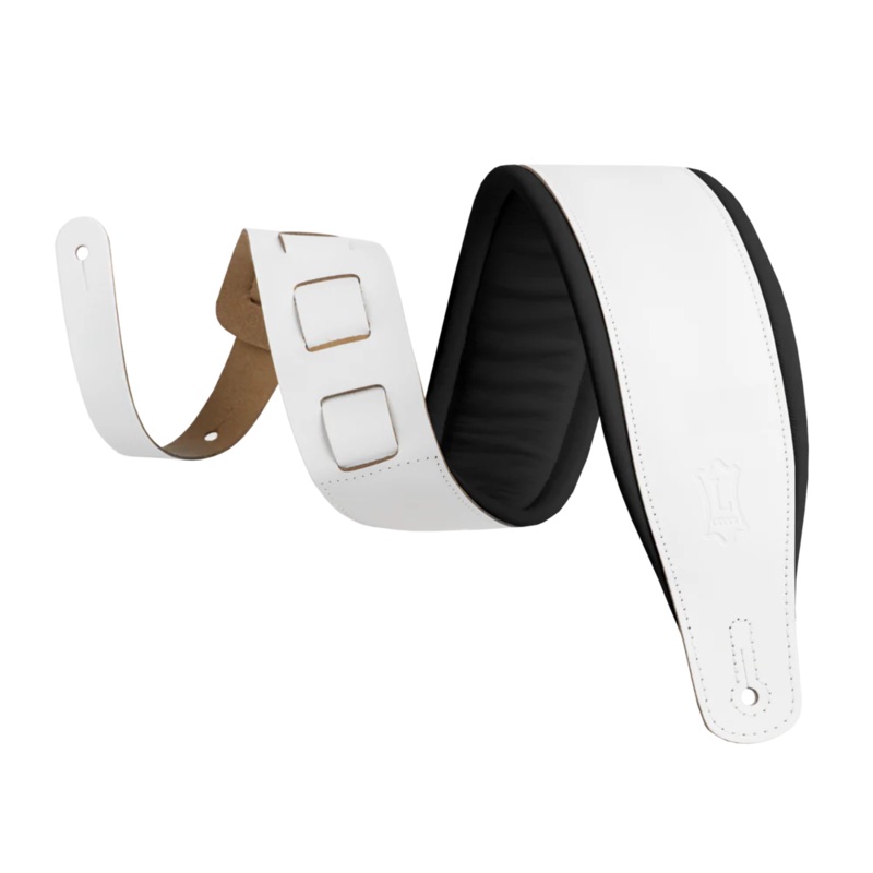 Levy's M26PD-WHT_BLK Amped Leather Series Guitar Strap - White and Black