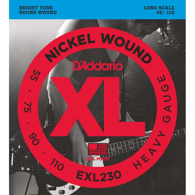 D'Addario XL Bass Guitar String Set, Nickel, EXL230 Heavy .055-.110
