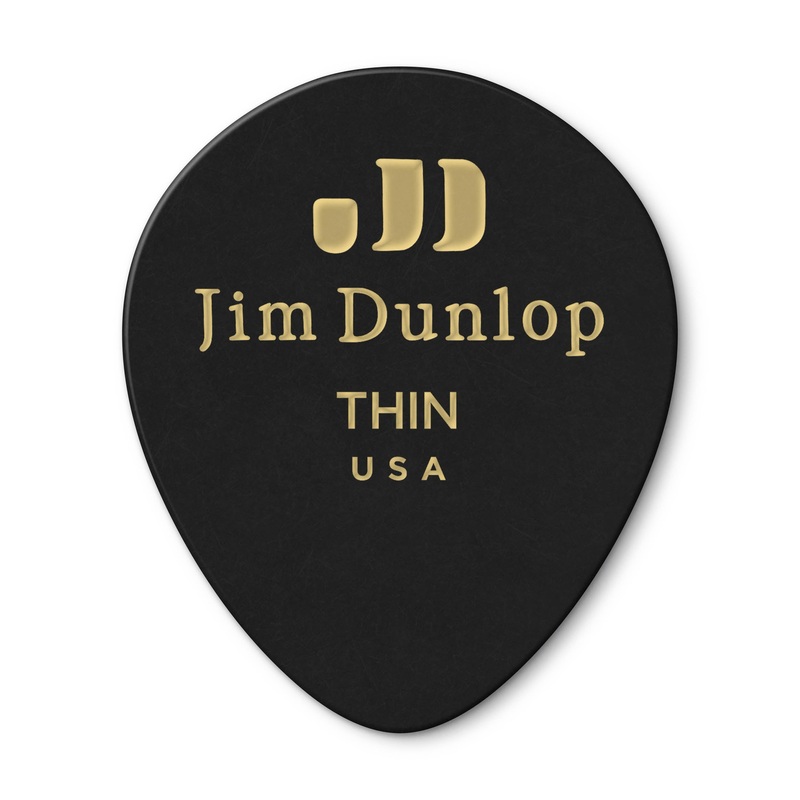 DUNLOP CELLULOID BLACK TEARDROP GUITAR PICK PLAYER'S PACK 12-PACK THIN - 485P03TH