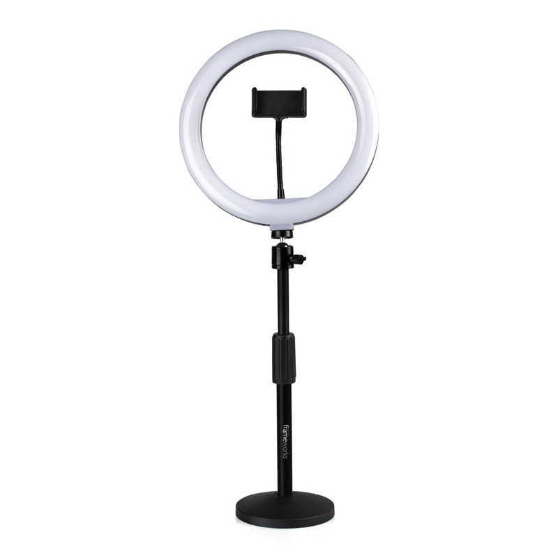 Gator Frameworks Ring Light Round Base Desktop Stand W/ Phone Clamp