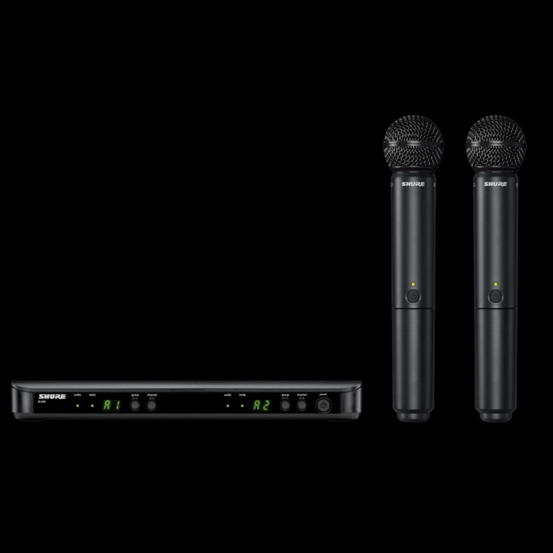 Shure BLX288/SM58 Dual Channel Wireless Handheld Microphone System - H9 Band - Black Grill