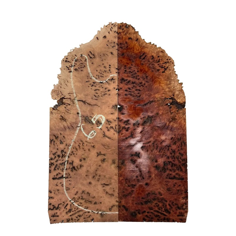 Australian Red Gum Burl Acoustic/ Electric Guitar Wood Drop Top Set | 21" x 14" x 3/8" #65
