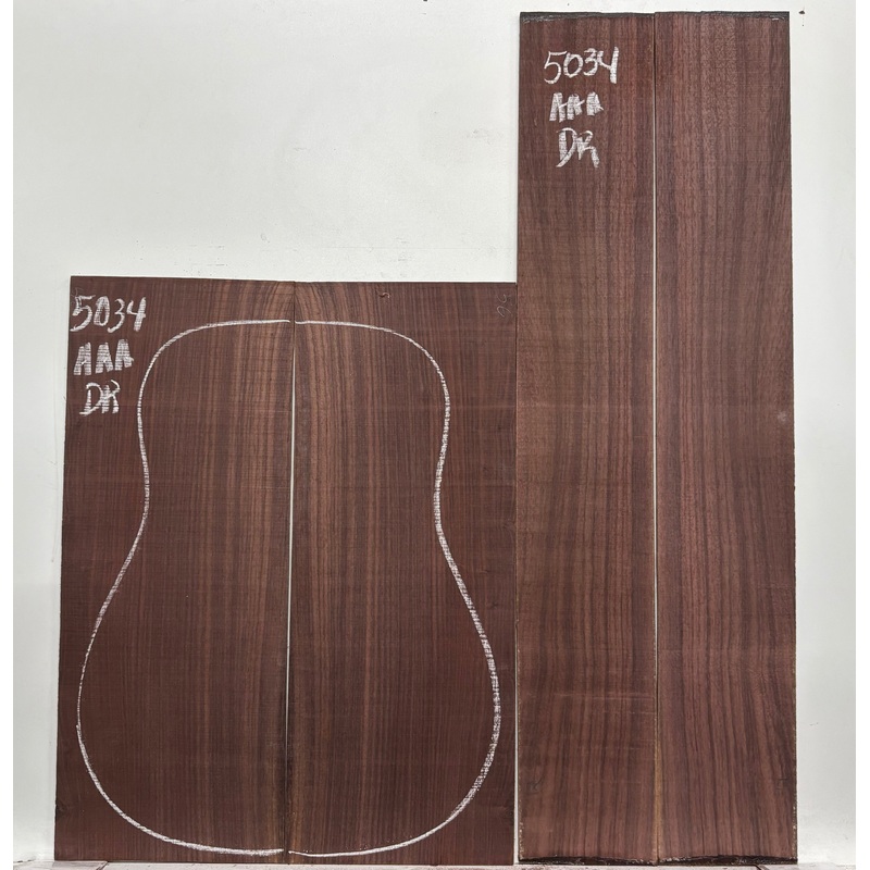 East Indian Rosewood Dreadnought AAA Grade Guitar Back & Side Set #5034