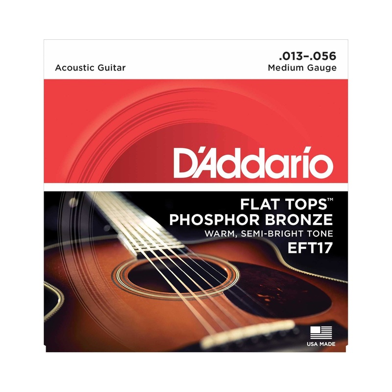 D'Addario EFT16 Flat Tops Phosphor Bronze Acoustic Guitar Strings, Medium