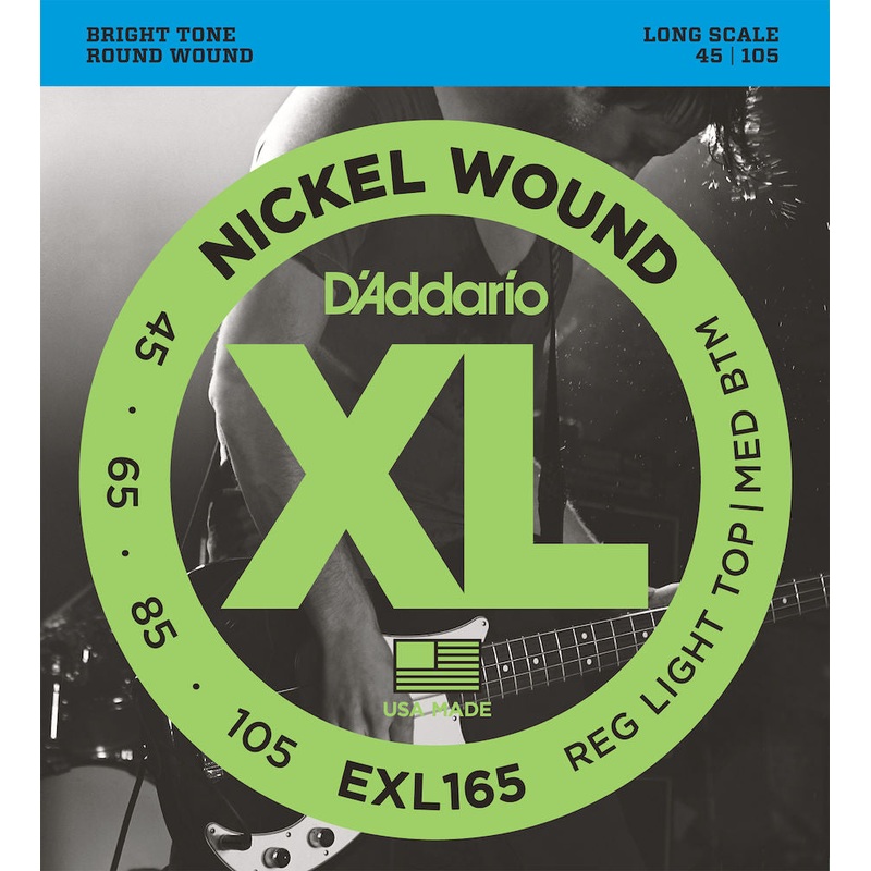 D'Addario EXL165 Bass Guitar Strings, Custom Light, 45-105, Long Scale