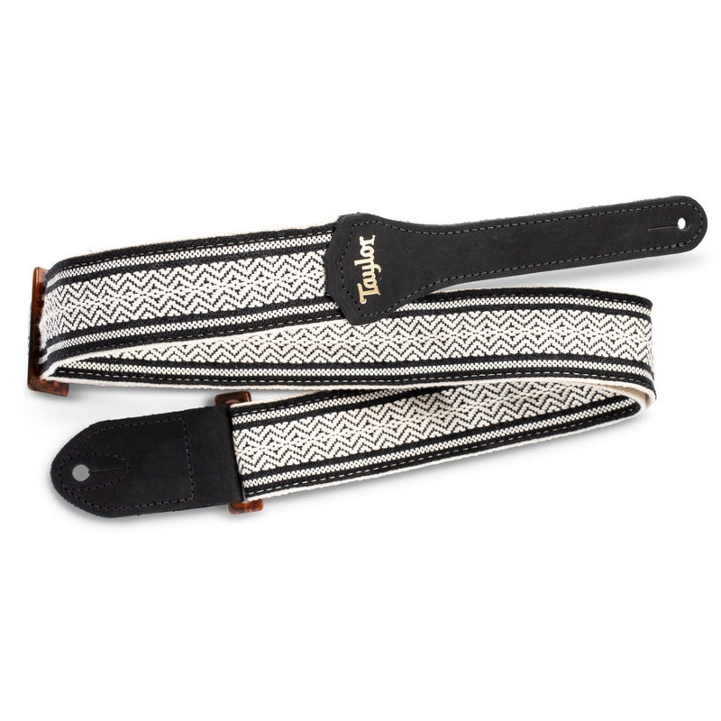 Taylor 2in Academy Jacquard Leather Guitar Strap - White/Black