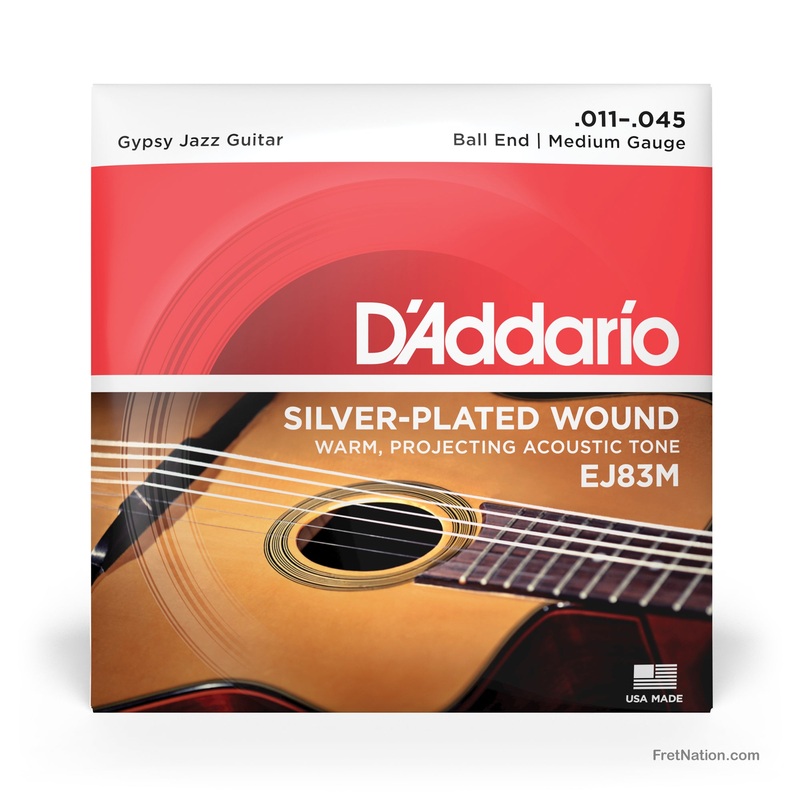 D'Addario Gypsy Jazz Acoustic Guitar Strings - Ball End 6-String 11-45 Medium EJ83M