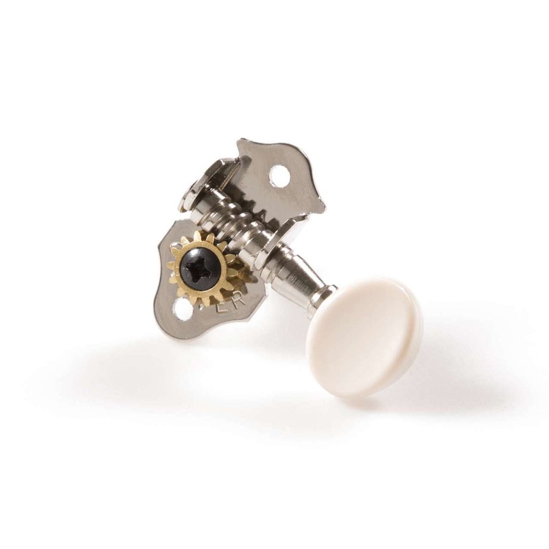Genuine Grover Sta-Tite 9NW Tuners for Ukulele, Set 2+2 Nickel, white button