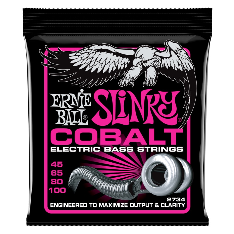 Ernie Ball Slinky Cobalt Round Wound Electric Bass Strings Long Scale - 4-String 45-100 Super Slinky 2734