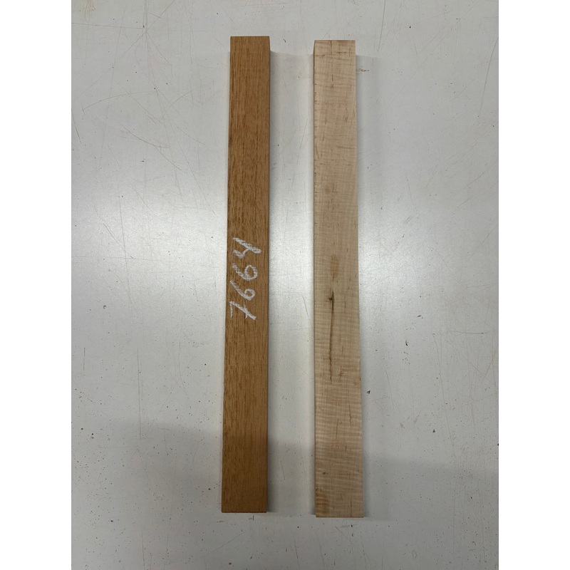 2 Pack, 2 Species Spanish Cedar + Flame Maple Thin Stock Lumber 21"x1-7/8"x7/8" #7664