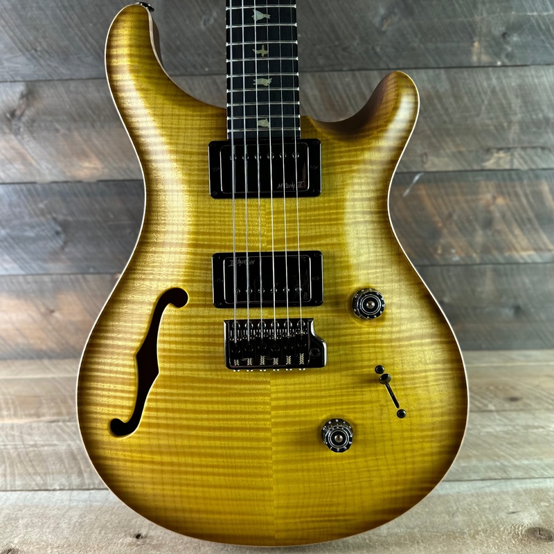 PRS Wood Library Custom 24 Fatback Semi-Hollow! - Satin Livingston Lemondrop 423669
