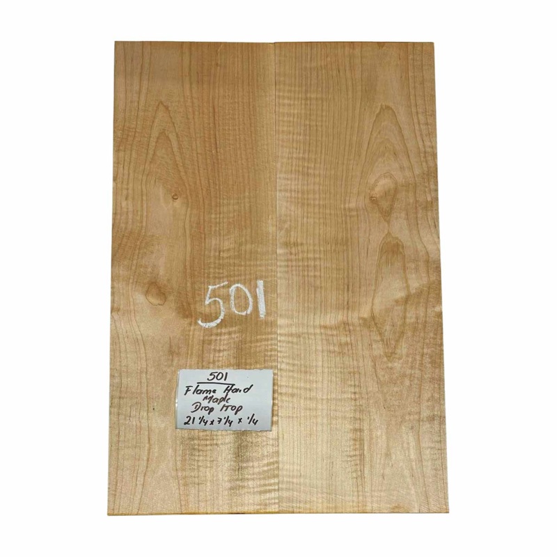 Flame Hard Maple Bookmatched Guitar Drop Tops - 21-1/4" x 7-1/4" x 1/4" #501