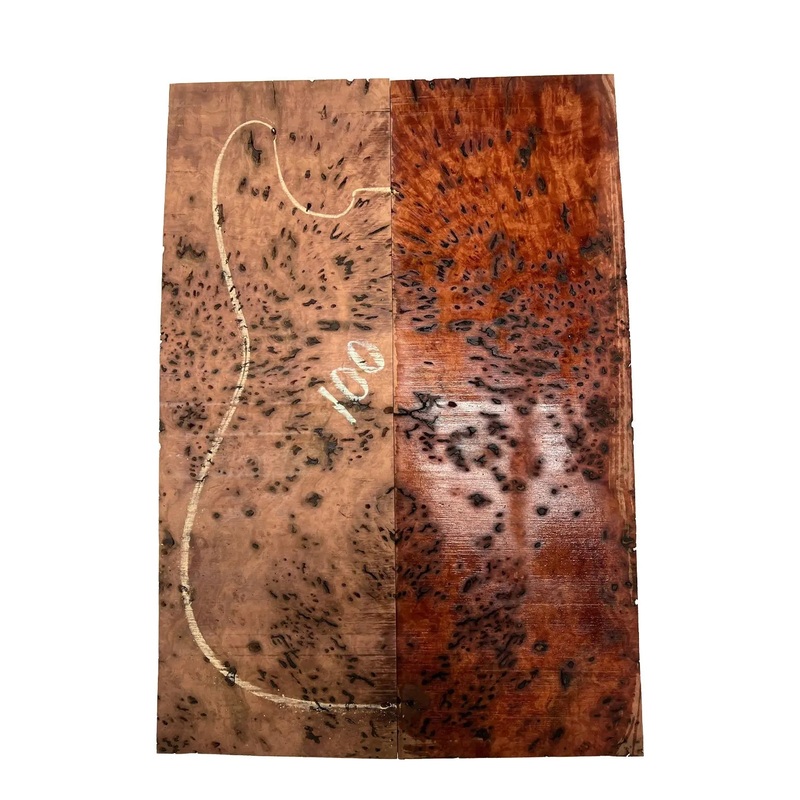 Australian Red Gum Burl Acoustic/ Electric Guitar Wood Drop Top Set | 21" x 14" x 3/8" #100