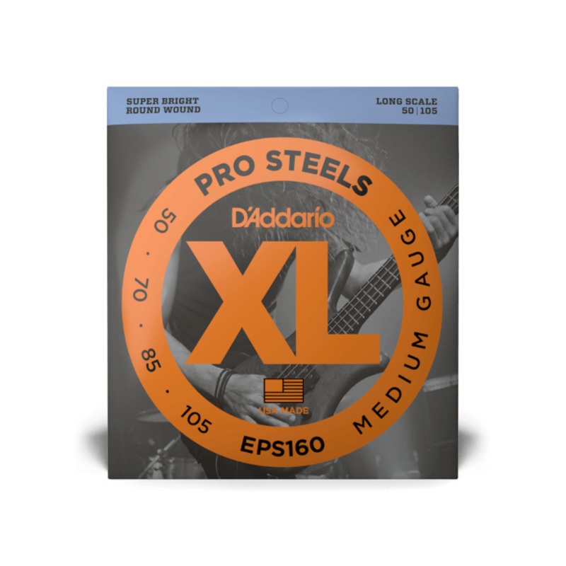 D'Addario ProSteels Stainless Steel Bass String Set Long Scale - 4-String 50-105 Medium EPS160