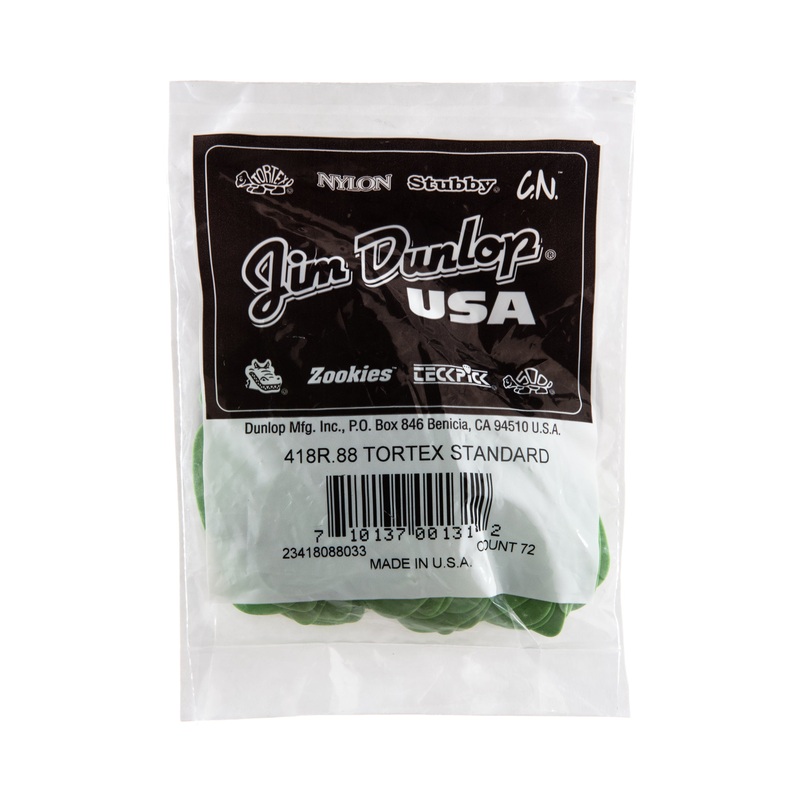DUNLOP TORTEX .88mm STANDARD GUITAR PICK REFILL BAG 72-PACK - 418R088