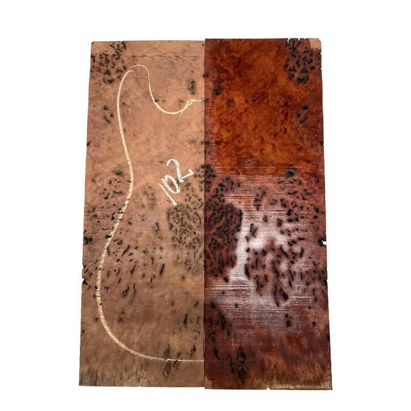 Australian Red Gum Burl Acoustic/ Electric Guitar Wood Drop Top Set | 21" x 14" x 3/8" #102