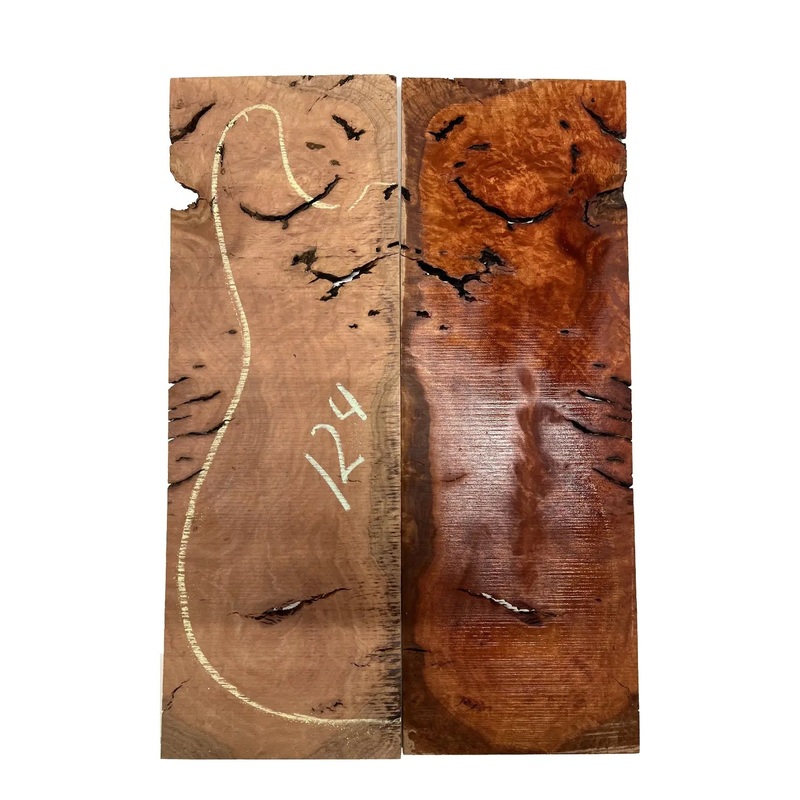 Australian Red Gum Burl Acoustic/ Electric Guitar Wood Drop Top Set | 21" x 14" x 3/8" #124