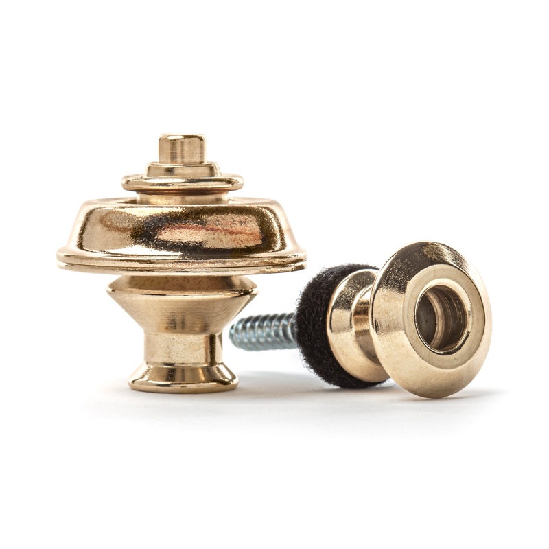 DUNLOP STRAPLOK STRAP RETAINERS DUAL DESIGN BRASS STRAP BUTTON SET - SLS1032BR