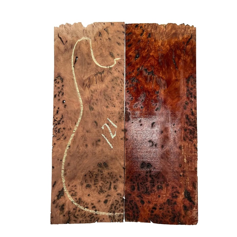 Australian Red Gum Burl Acoustic/ Electric Guitar Wood Drop Top Set | 21" x 14" x 3/8" #121
