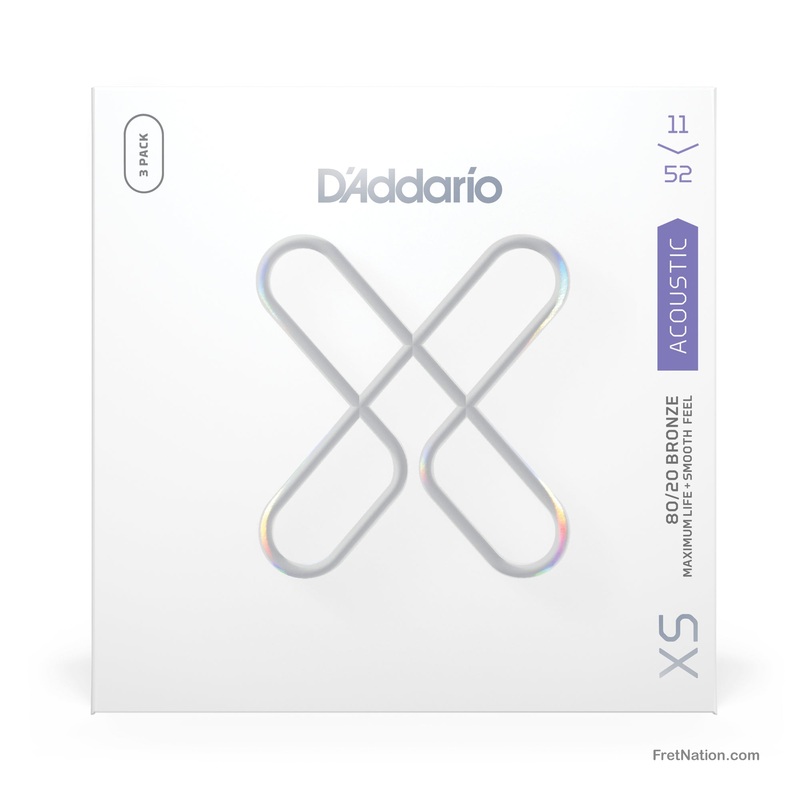 D'Addario XS Coated 80/20 Bronze Acoustic Guitar 3-Pack - 6-String 11-52 Custom Light XSABR1152-3P