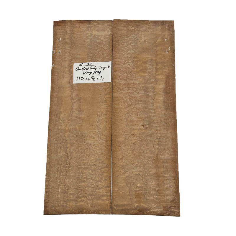 Quilted Curly Sapele Guitar Drop Top 21-1/2" x 6-5/8" x 1/4" #32