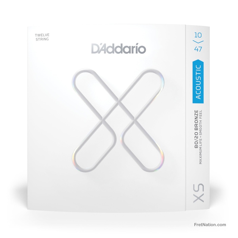 D'Addario XS Coated 80/20 Bronze Acoustic Guitar Strings - 12-String 10-47 Extra Light XSABR1047-12