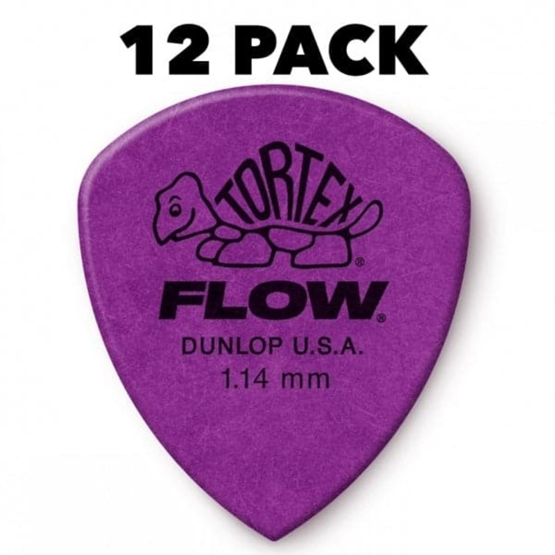 Jim Dunlop Tortex Flow Plectrum Player Pack - 12 Pack - Purple - 1.14mm