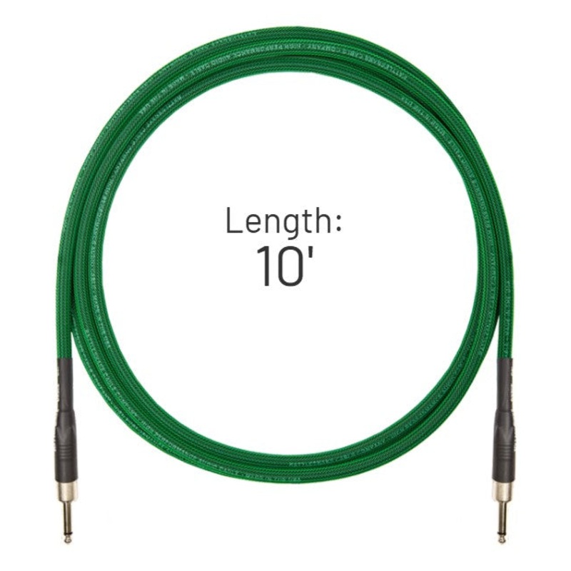 Rattlesnake Cables 10' Standard Cable Straight to Straight Plugs - Mean Green