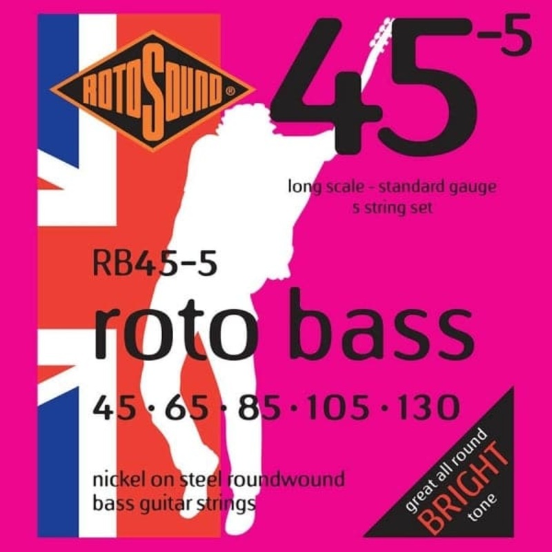 Rotosound RB45.5 5 String Bass Guitar Strings - Standard Gauge - 45-130