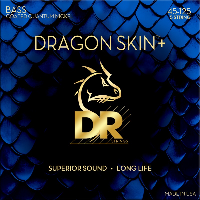 DR Dragon Skin+ Quantum Nickel Electric Bass Strings Long Scale Set - 5-String 45-125 DBQ5-45