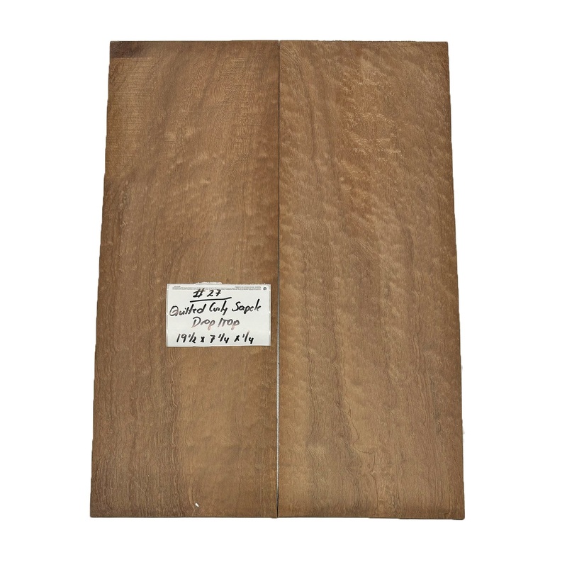 Quilted Curly Sapele Guitar Drop Tops - 19-1/2" x 7-1/4" x 1/4" #27