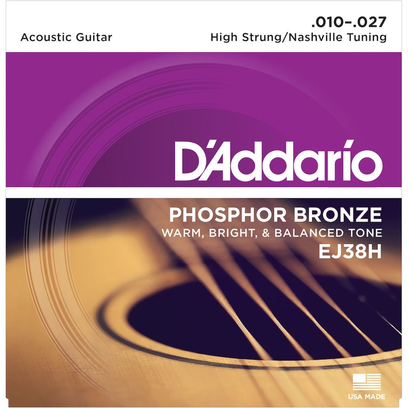 D'Addario EJ38H Acoustic Guitar Strings, High Strung/Nashville Tuning, 10-27
