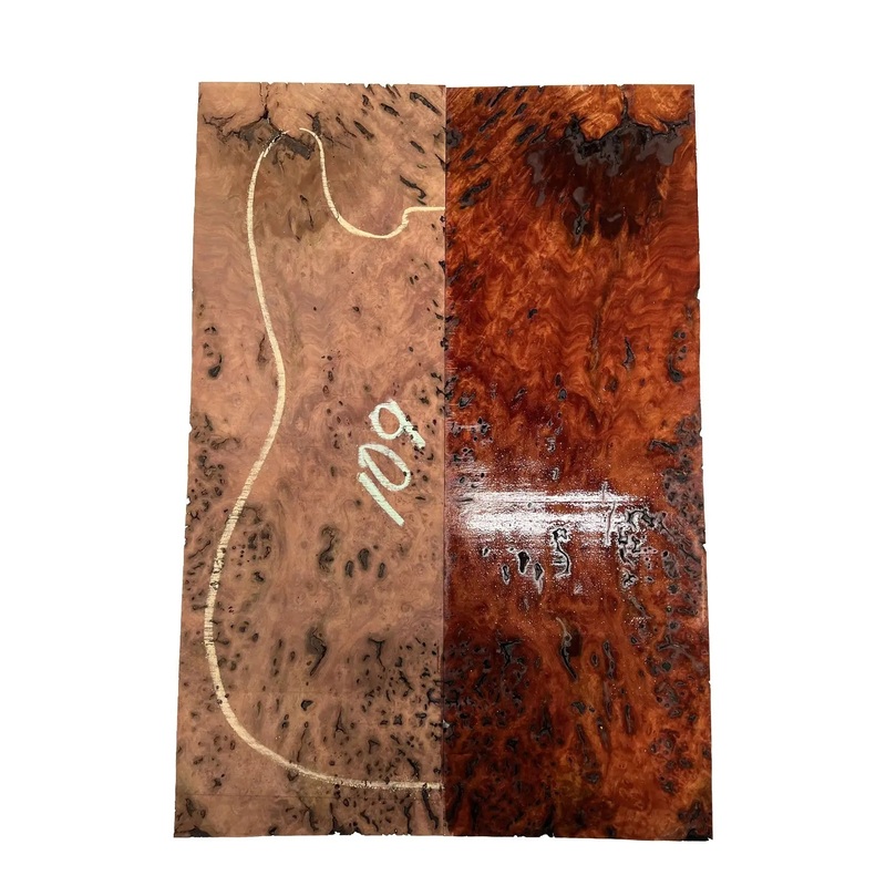 Australian Red Gum Burl Acoustic/ Electric Guitar Wood Drop Top Set | 21" x 14" x 3/8" #109
