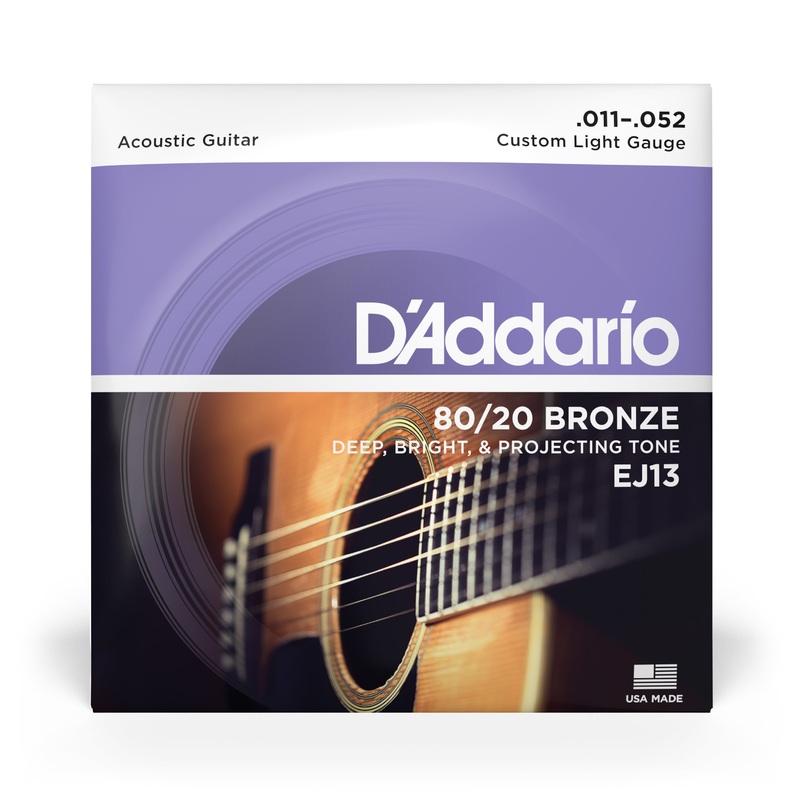 D'Addario 80/20 Bronze Wound Acoustic Guitar Strings - Custom Light (11-52)