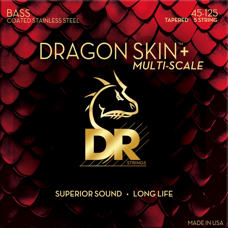 DR Dragon Skin+ Stainless Steel Electric Bass Strings Multi-Scale Set - 5-String 45-125t DBSM5-45