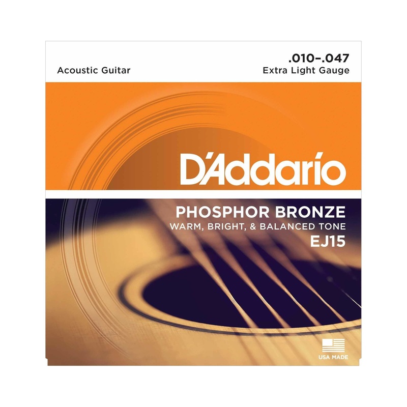 D'Addario EJ15 Phosphor Bronze Acoustic Guitar Strings, Extra Light