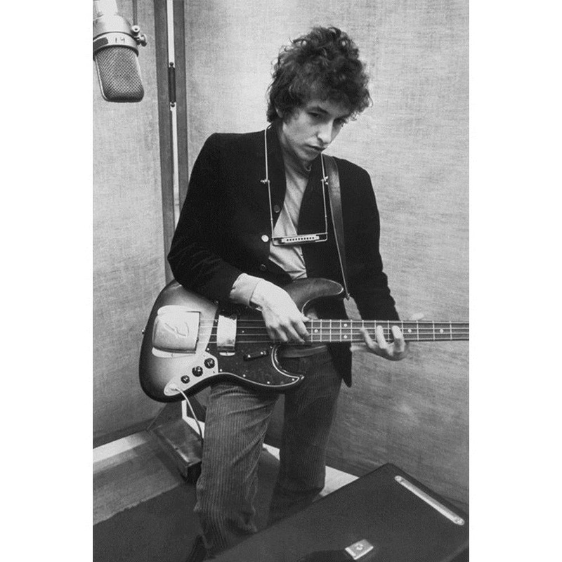 Bob Dylan in Studio w/ Fender Jazz Bass Poster