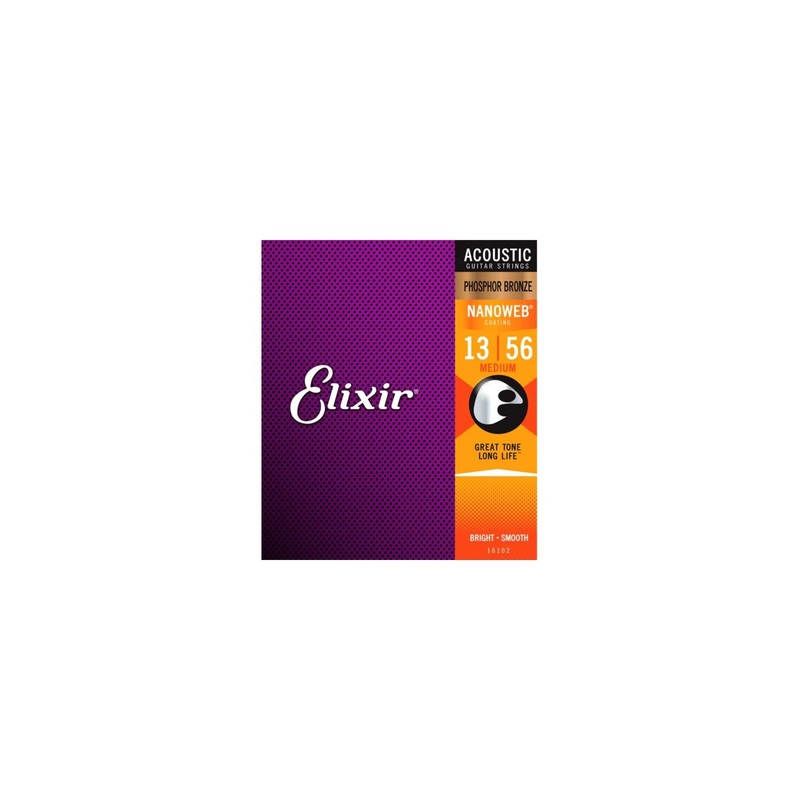 Elixir Strings Nanoweb Phosphor Bronze Acoustic Guitar Strings -.013-.056 Medium