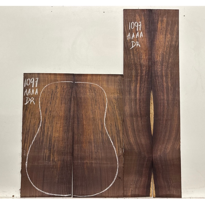 East Indian Rosewood Dreadnought AAAA Grade Guitar Back & Side Set #1097