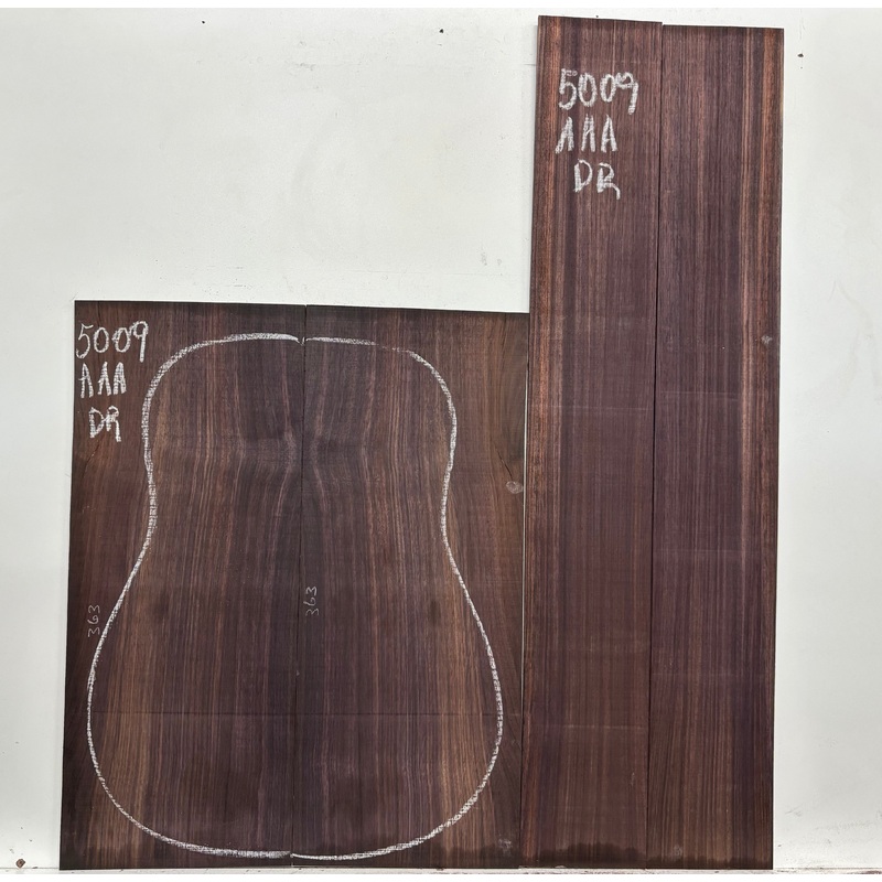 East Indian Rosewood Dreadnought AAA Grade Guitar Back & Side Set #5009