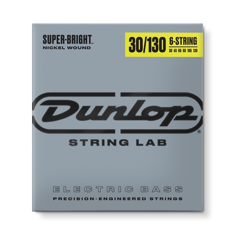 Dunlop Super Bright Nickel Plated Steel Electric Bass Strings Long Scale Set - 6-String 30-130 DBSBN30130
