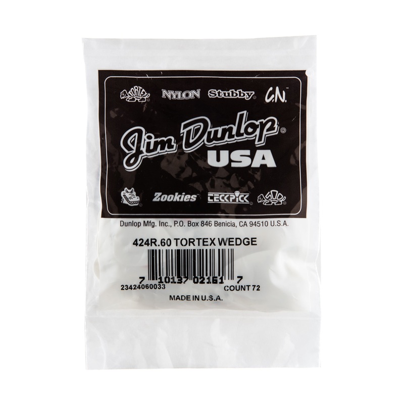 DUNLOP TORTEX .60mm WEDGE GUITAR PICK REFILL BAG 72-PACK - 424R060