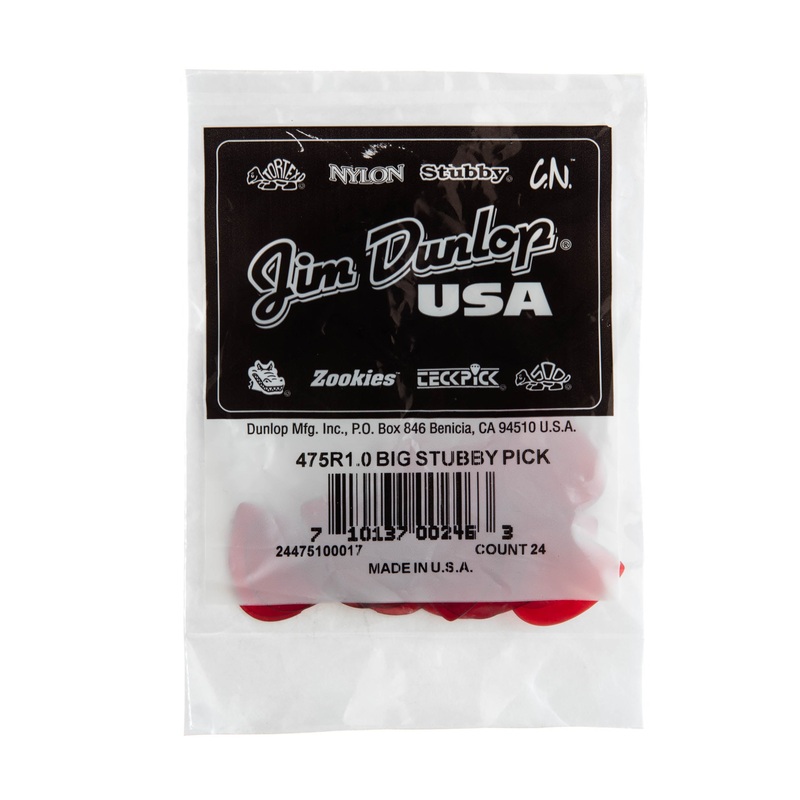 DUNLOP BIG STUBBY 1.0mm GUITAR PICK REFILL BAG 24-PACK - 475R100