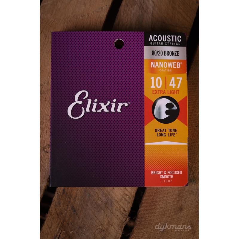 Elixir Acoustic Nanoweb 80/20 Bronze Extra Light 10-47
