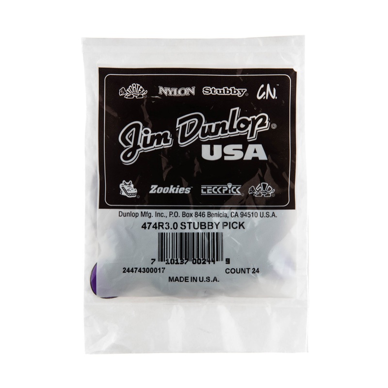 DUNLOP STUBBY 3.0mm JAZZ GUITAR PICK REFILL BAG 24-PACK - 474R300