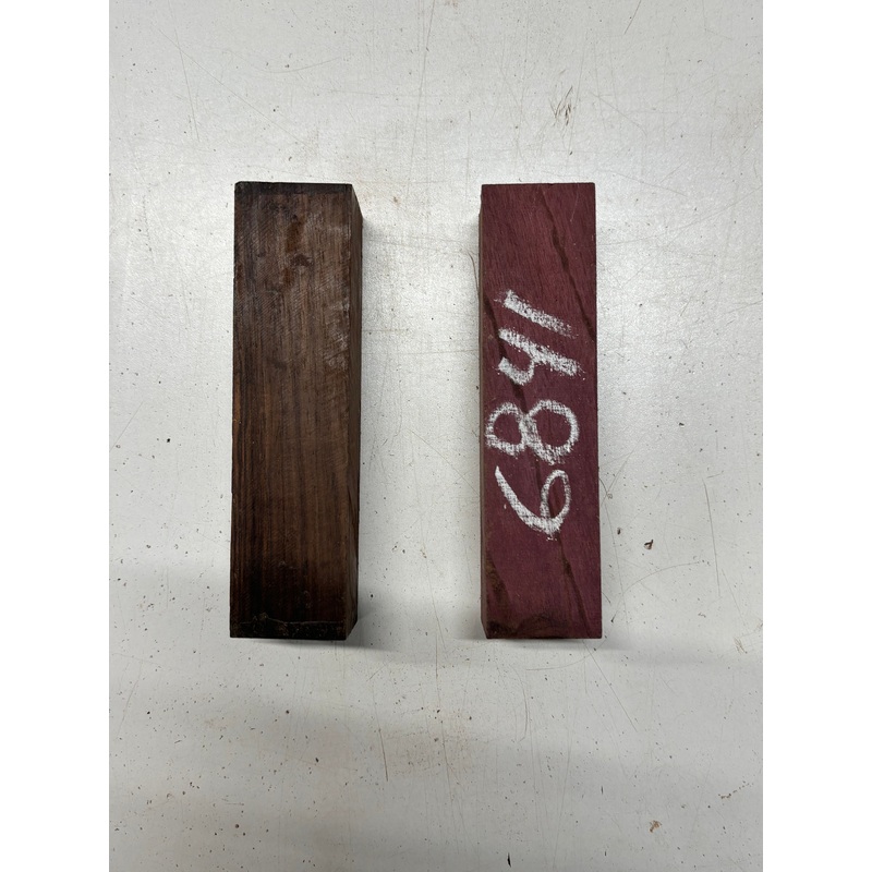 2 Pack, 2 Species Purpleheart + Indian Rosewood Turning Wood Blanks 6"x1-1/2"x1-1/2" #6841