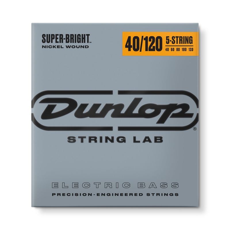 Dunlop Super Bright Nickel Plated Steel Electric Bass Strings Long Scale Set - 5-String 40-120 DBSBN40120