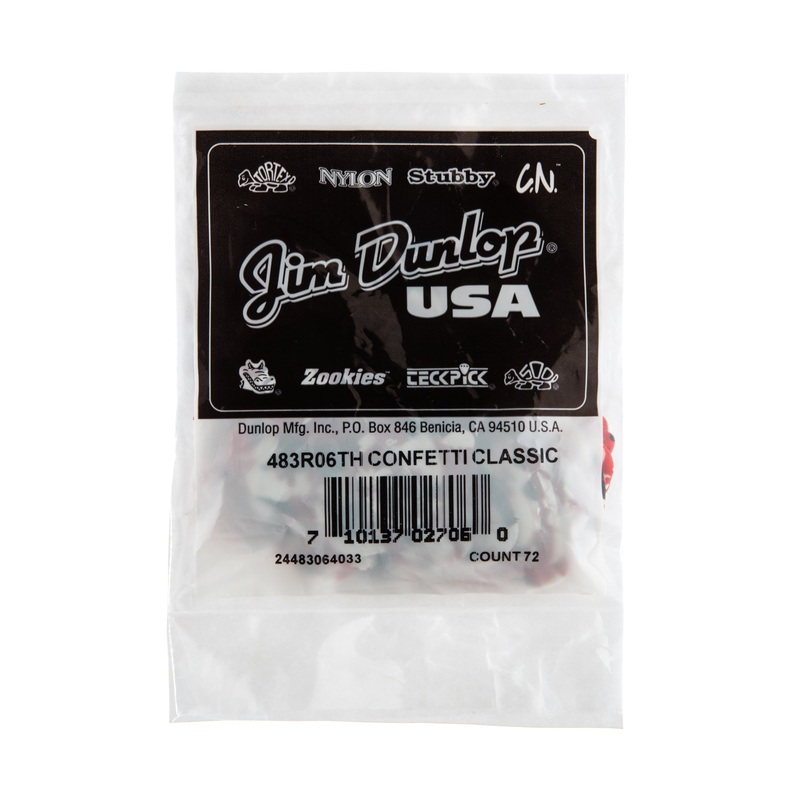 DUNLOP CELLULOID CONFETTI GUITAR PICK REFILL BAG 72-PACK THIN - 483R06TH