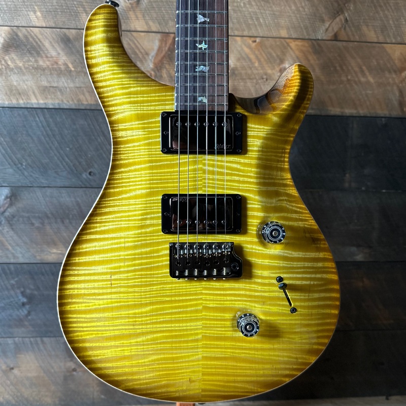 PRS Wood Library Custom 24 Flame Top Brazilian Rosewood Fretboard! - Livingston Lemondrop 410301