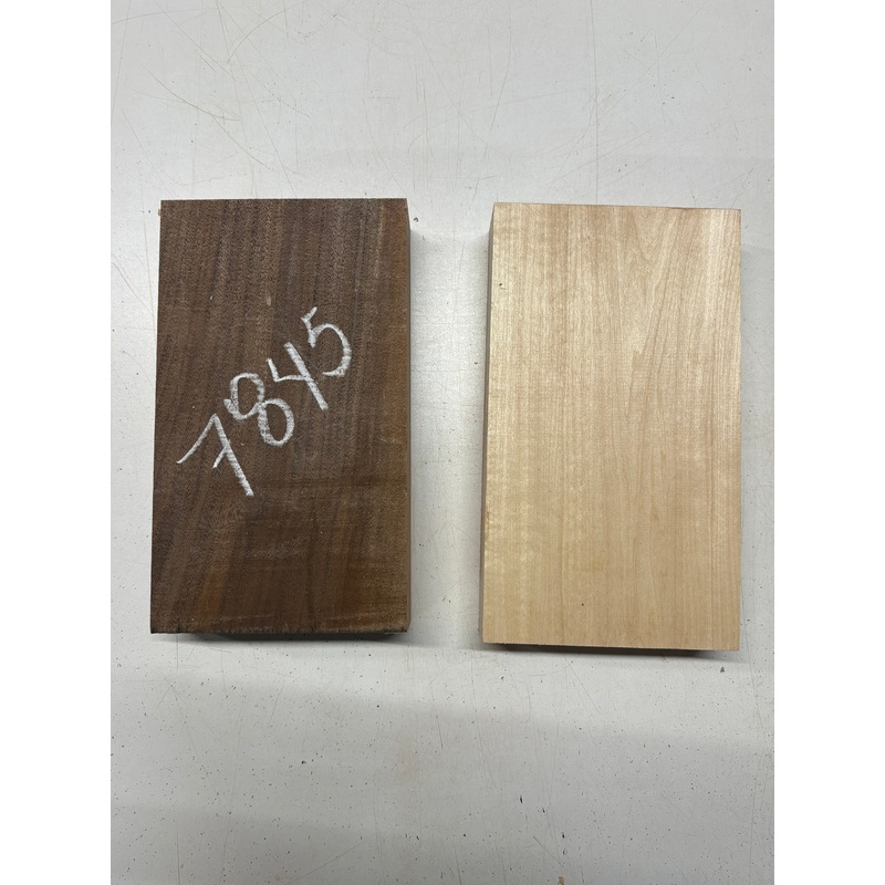 2 Pack, 2 Species Walnut + Basswood Lumber Board Blanks 9-1/2"x5-1/2"x2"#7845